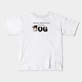 Easily distracted by my dog - brown and white collie in snow oil painting word art Kids T-Shirt